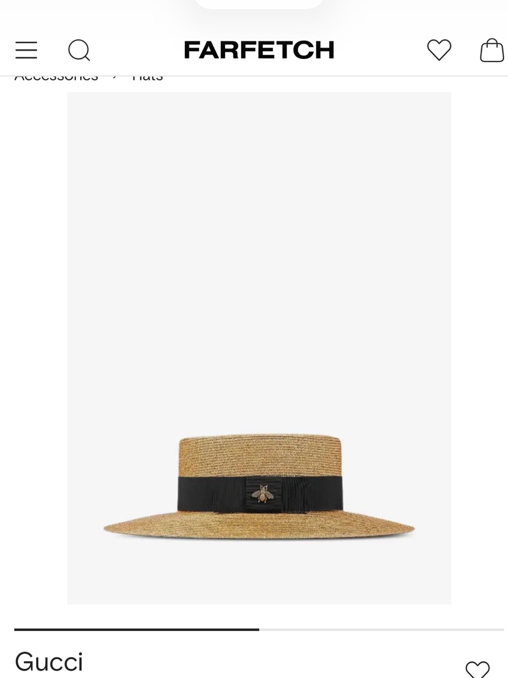 Gucci Straw Boater Hat with Black Band and Bee Accent ( Authentic) size M